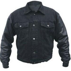 Denim Body & Leather sleeves Varsity Style Jacket