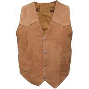 Men's Western Style Leather Vest (Brown)