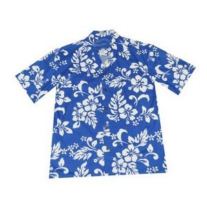 Blue Short Sleeve Hawaiian Cotton Shirt
