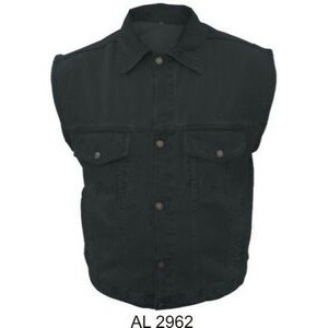 Men's Black 14.5oz. Denim Vest with Collar