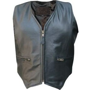 Women's Leather Vest w/ Front Zipper Pockets
