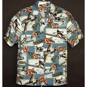 Navy Hawaiian Tropical Military Print Shirt