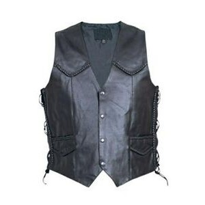 Men's Braided Style Leather Vest w/ Side Laces