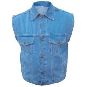 Men's Light Blue 14.5oz. Denim Vest with Collar
