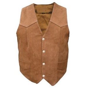 Ladies Western Style Leather Vest w/ Side Laces (Brown)