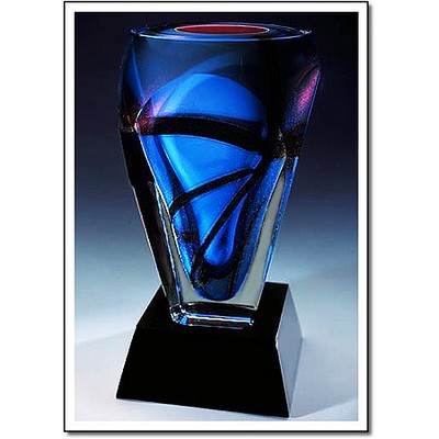 Glaze Fusion Vase w/ Marble Base (5"x5"x10")