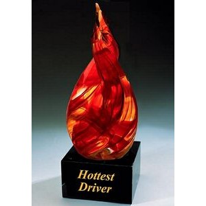 Golf Hottest Driver Art Glass Sculpture w/ Marble Base (3.5"x9.25")