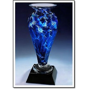 Midnight Tempest Athena Vase w/ Marble Base (3.75"x9")