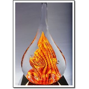 Sun Dragon Art Glass Sculpture w/ Marble Base (6"x15")