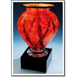 Diamond Blaze Cauldron Vase w/ Marble Base (6.5"x11.75")