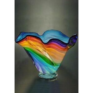 Blue Sky Rainbow Art Glass Bowl