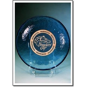 Blue Medallion Art Glass Award w/ Stand (8"x8")