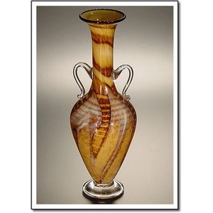 Greek Amphora Art Glass Vase w/ Marble Base (6"x13")