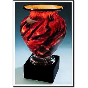 Swirling Ember Cauldron Vase w/ Marble Base (6.5"x11.75")
