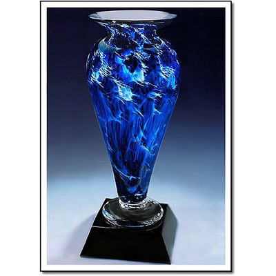 Midnight Tempest Athena Art Glass Vase w/ Marble Base (3.25"x7")