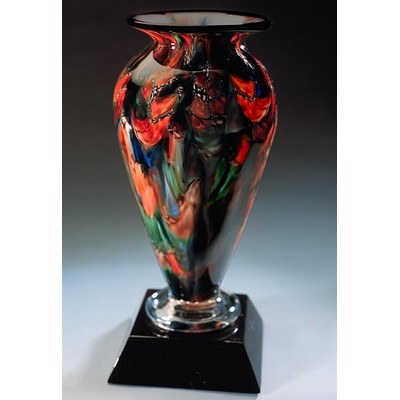 Autumn Splash Athena Vase w/ Marble Base (3.25"x7")