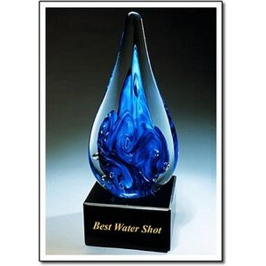 Best Water Shot Art Glass Awards w/ Marble Base (3.5"x9.75")