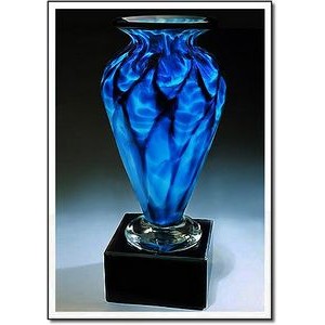 Electric Blue Athena Vase w/ Marble Base (3.75"x7.5")