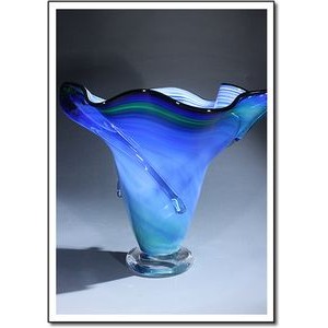 Hydro Custom Waterspout Art Glass Vase w/o Marble Base (10"x12")