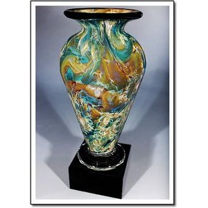 Marina Athena Art Glass Vase w/ Marble Base (6"x13.75")