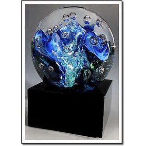 Cascade Glacier Art Glass Sculpture w/ Marble Base (3.25