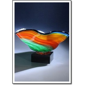Tropical Splash Art Glass Bowl w/o Marble Base (17"x9")
