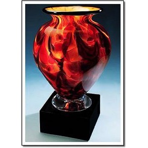 Glowing Ember Cauldron Vase w/ Marble Base (6.5"x11.75")