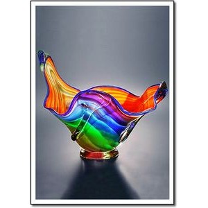 Mandarin Rainbow Art Glass Bowl w/o Marble Base