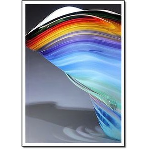 Blue Sky Rainbow Art Glass Bowl w/ Marble Base (14.5"x10.5")