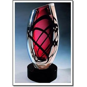 Burgundy Atomic Vase w/ Marble Base (5"x11.5")