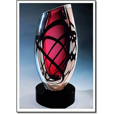 Burgundy Atomic Vase w/ Marble Base (5"x11.5")