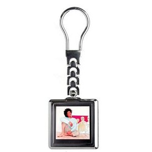 Polished Silver Digital Photo Key Chain - Deluxe