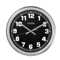 Citizen® 18" Indoor/Outdoor Silver Wall Clock w/Black Dial & White Numerals