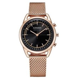 Citizen® Ladies' Connected Bluetooth® Rose Gold-Tone Mesh Watch w/Black Dial
