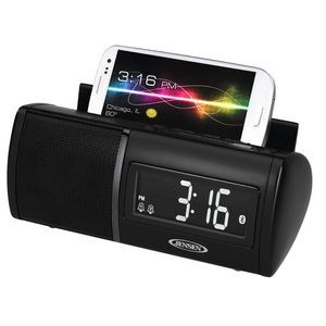 Jensen® Bluetooth Clock Radio w/ USB Charging, FM Radio, 1" Display, and Built-in Microphone