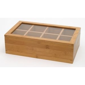 Bamboo 8 Compartment Tea Box w/ Acrylic & Bamboo Lid