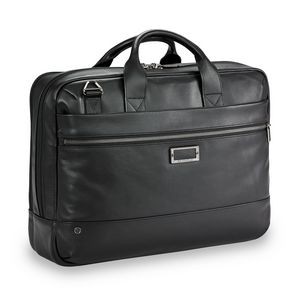 Briggs & Riley™ @Work Leather Medium Briefcase (Black)