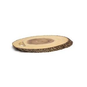 Lipper Acacia With Bark Oval Serving Tray w/ Handle