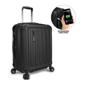 Traveler's Choice® Cyclone Hardside Smart Carry On Suitcase w/USB (Black)