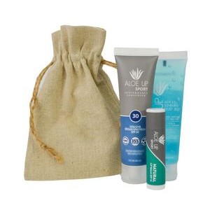 Aloe Up Linen Drawstring Bag w/Sport Sunscreen