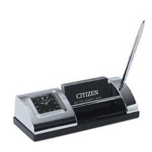 Citizen® Executive Suite Black Crystal Desk Clock/Business Card Holder