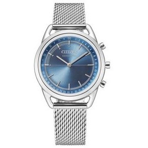 Citizen® Ladies' Connected Bluetooth® Stainless Steel Mesh Watch w/Blue Dial