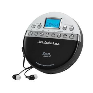 Studebaker Black & White Joggable Personal CD Player w/FM Transmission & FM PLL Radio