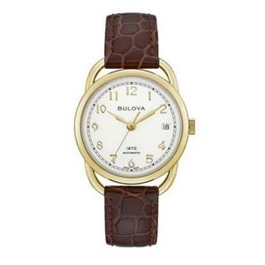Citizen® Joseph Bulova Commodore Ladies Leather Strap Watch w/Champagne Dial