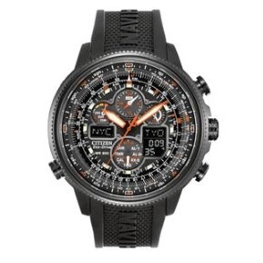 Citizen® Men's Navihawk A-T Eco-Drive® Black Watch w/Orange Accents