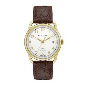 Citizen® Joseph Bulova Commodore Men's Leather Strap Watch w/Ivory White Dial