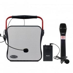 Hisonic® Dual Channel Wireless White PA System w/MP3 Player & FM Radio