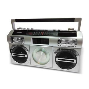 Studebaker Silver Portable Boombox w/CD Player & FM Radio