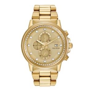 Citizen® Unisex NightHawk Eco-Drive® Gold-Tone Stainless Steel Watch w/Champagne Dial