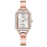 Citizen® Ladies Crystal Eco-Drive® Pink Gold-Tone Stainless Steel Bracelet Watch